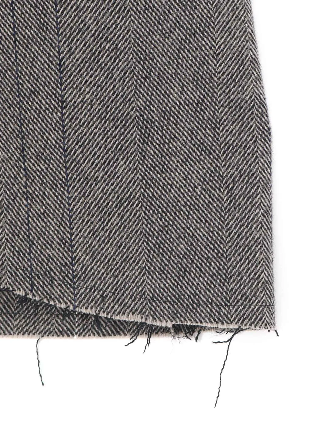 Wool Tweed Herringbone Long Pocket Skirt