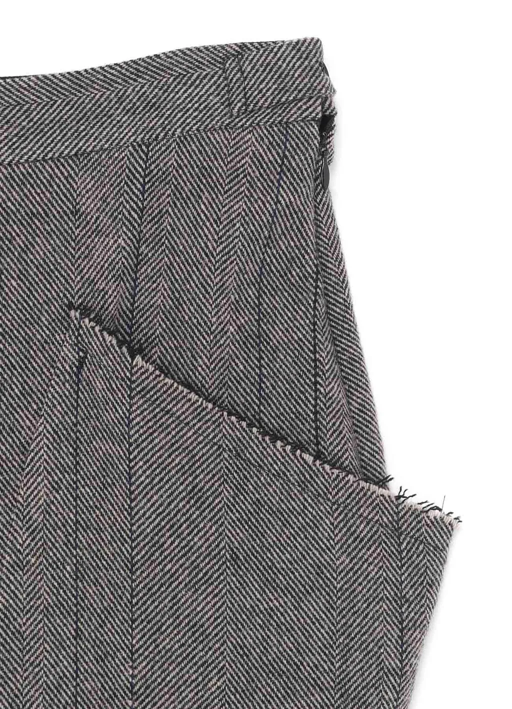 Wool Tweed Herringbone Long Pocket Skirt