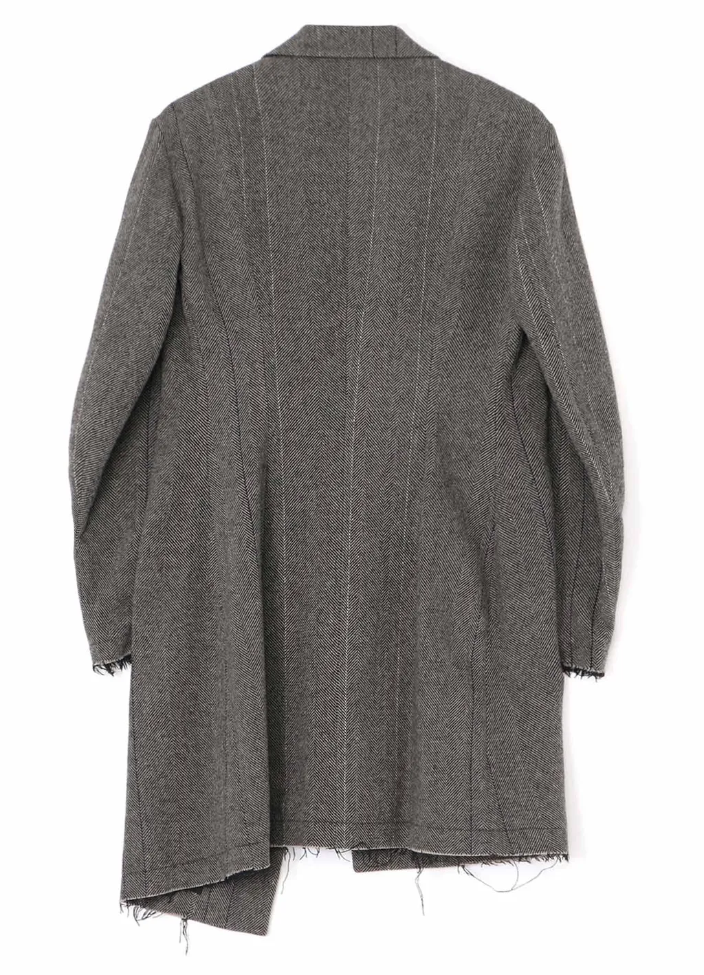 Wool Tweed Herringbone Asymmetric Jacket