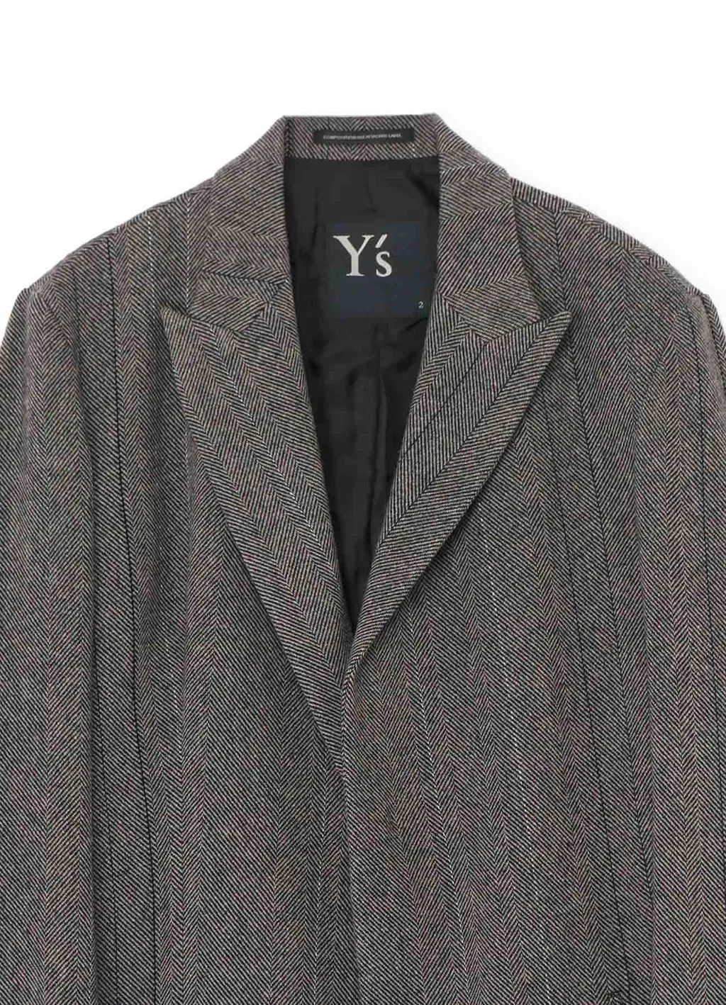 Wool Tweed Herringbone Asymmetric Jacket