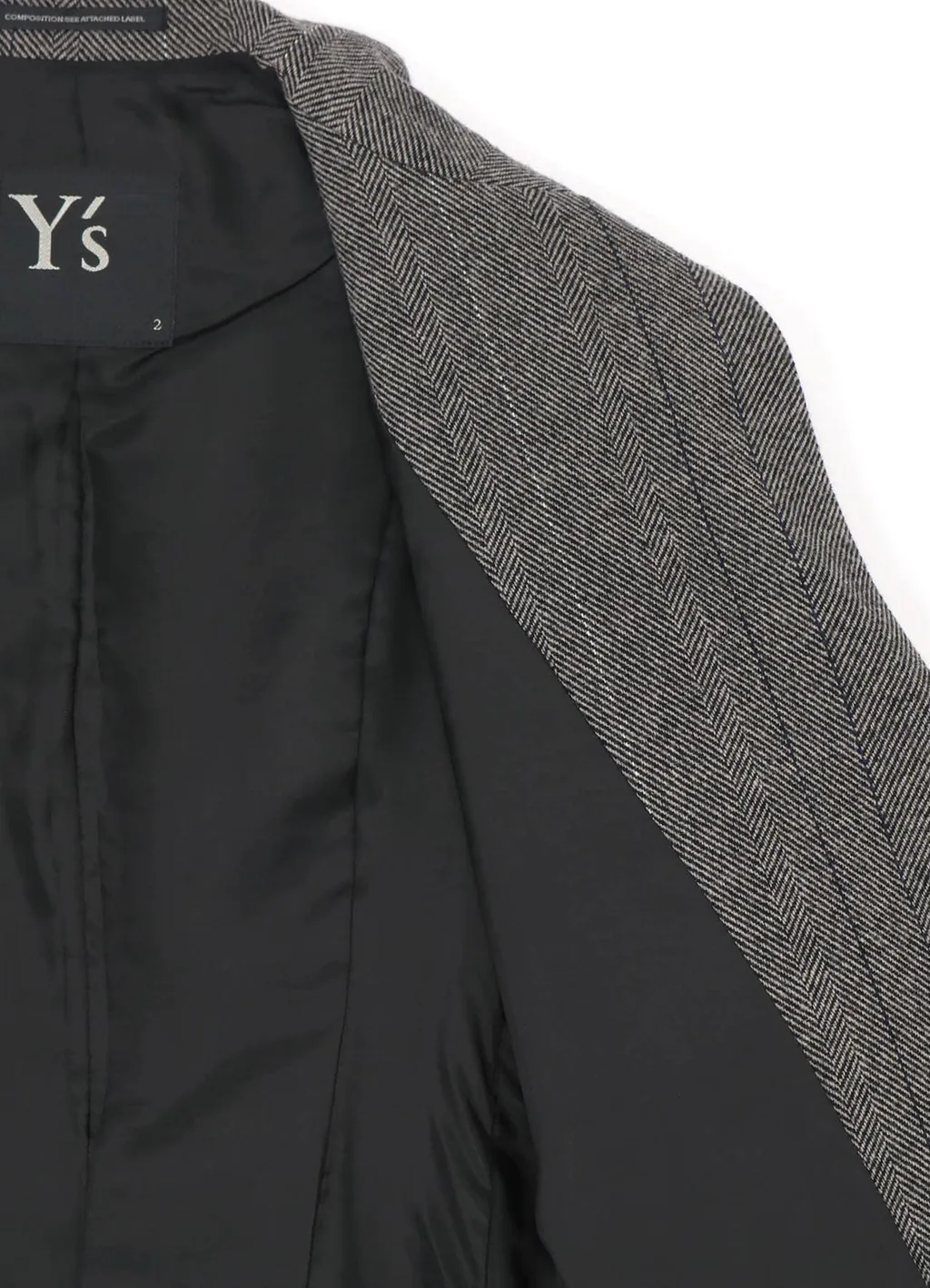 Wool Tweed Herringbone Asymmetric Jacket