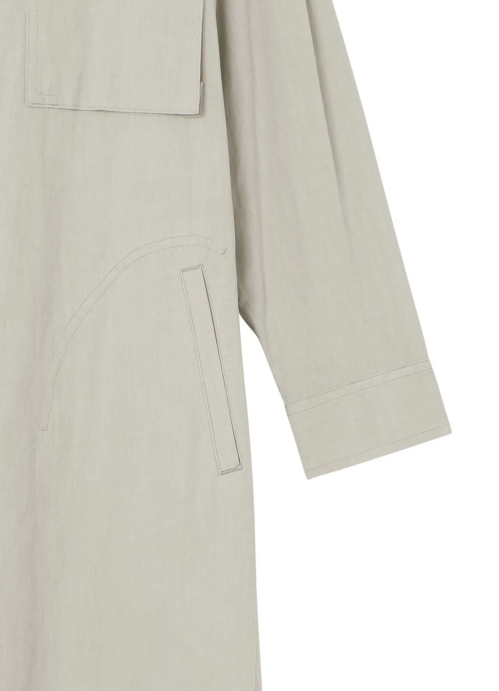 Cotton Chambray Shirt Dress With Pocket