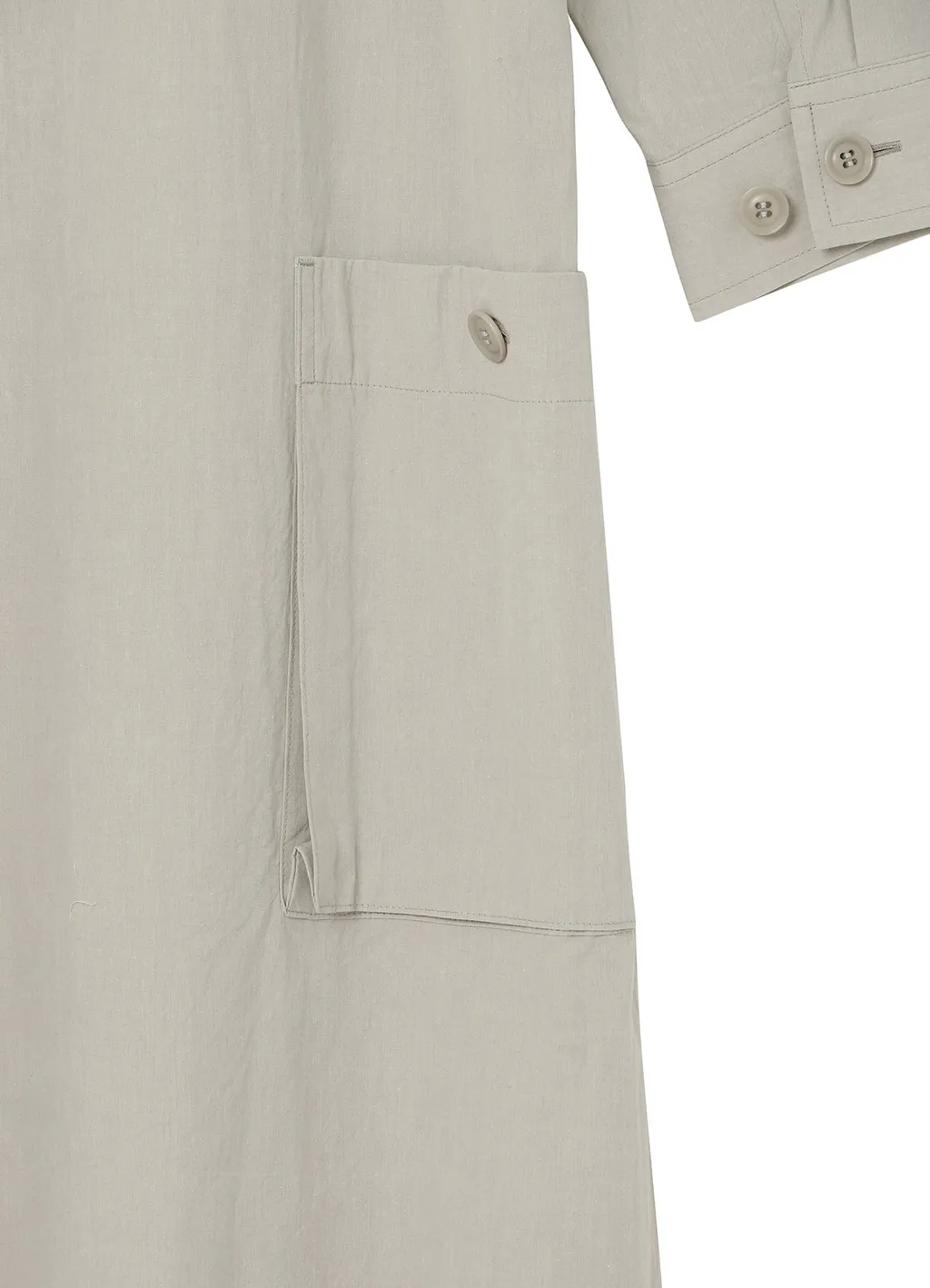 Cotton Chambray Shirt Dress With Pocket