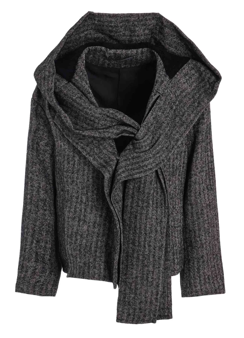 Linen/Wool Raised Herringbone Hoodie Jacket