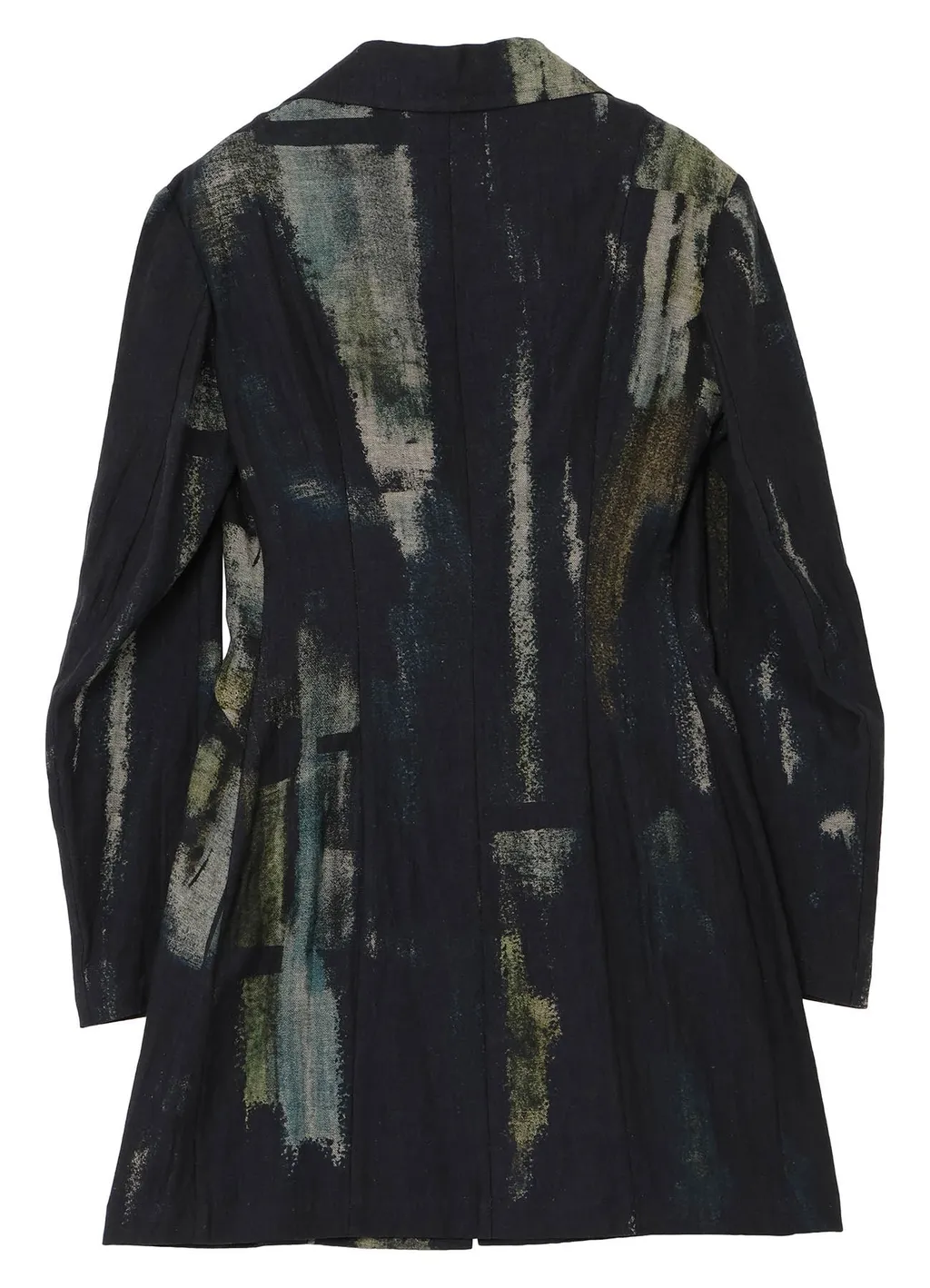 L/C Denim Cubism Print Open Collar Tailored Jacket