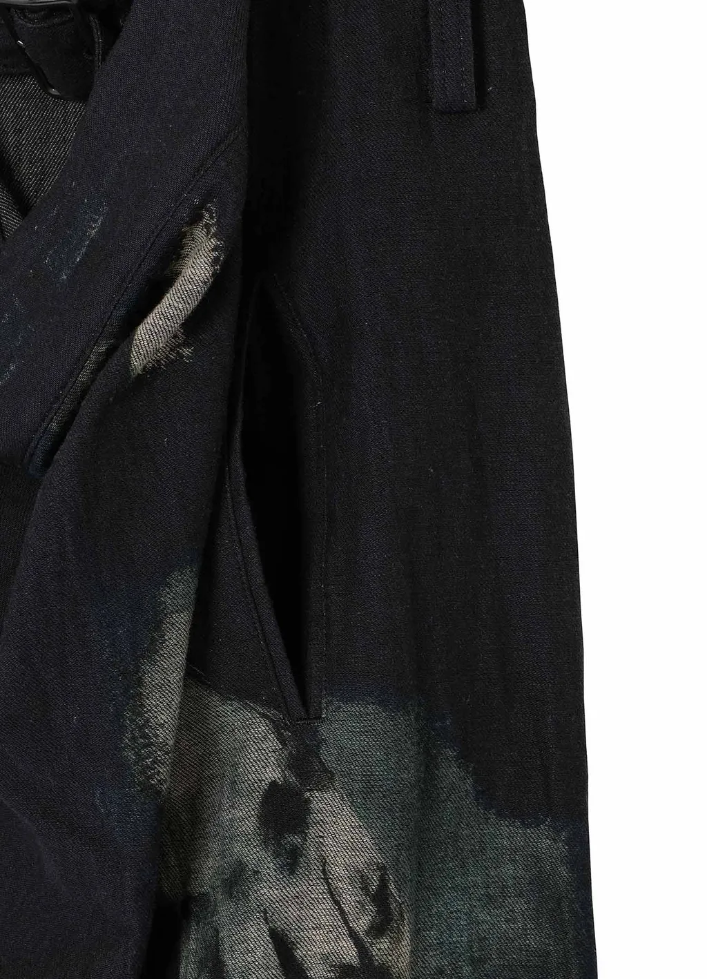 L/C Denim Cubism Print Left Side Cloth Skirt