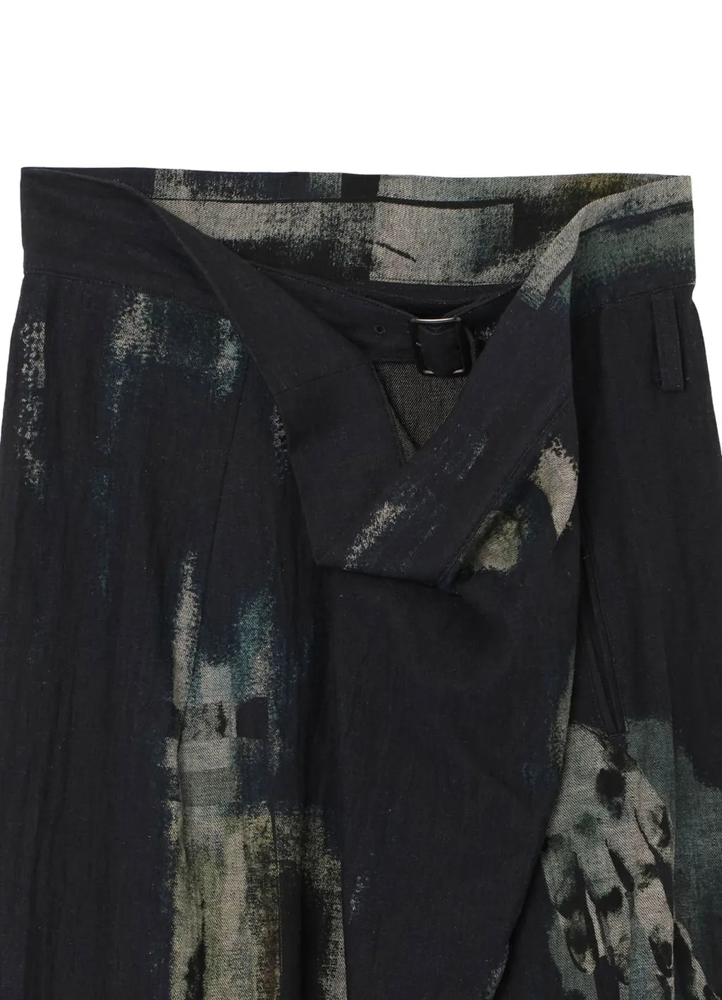 L/C Denim Cubism Print Left Side Cloth Skirt