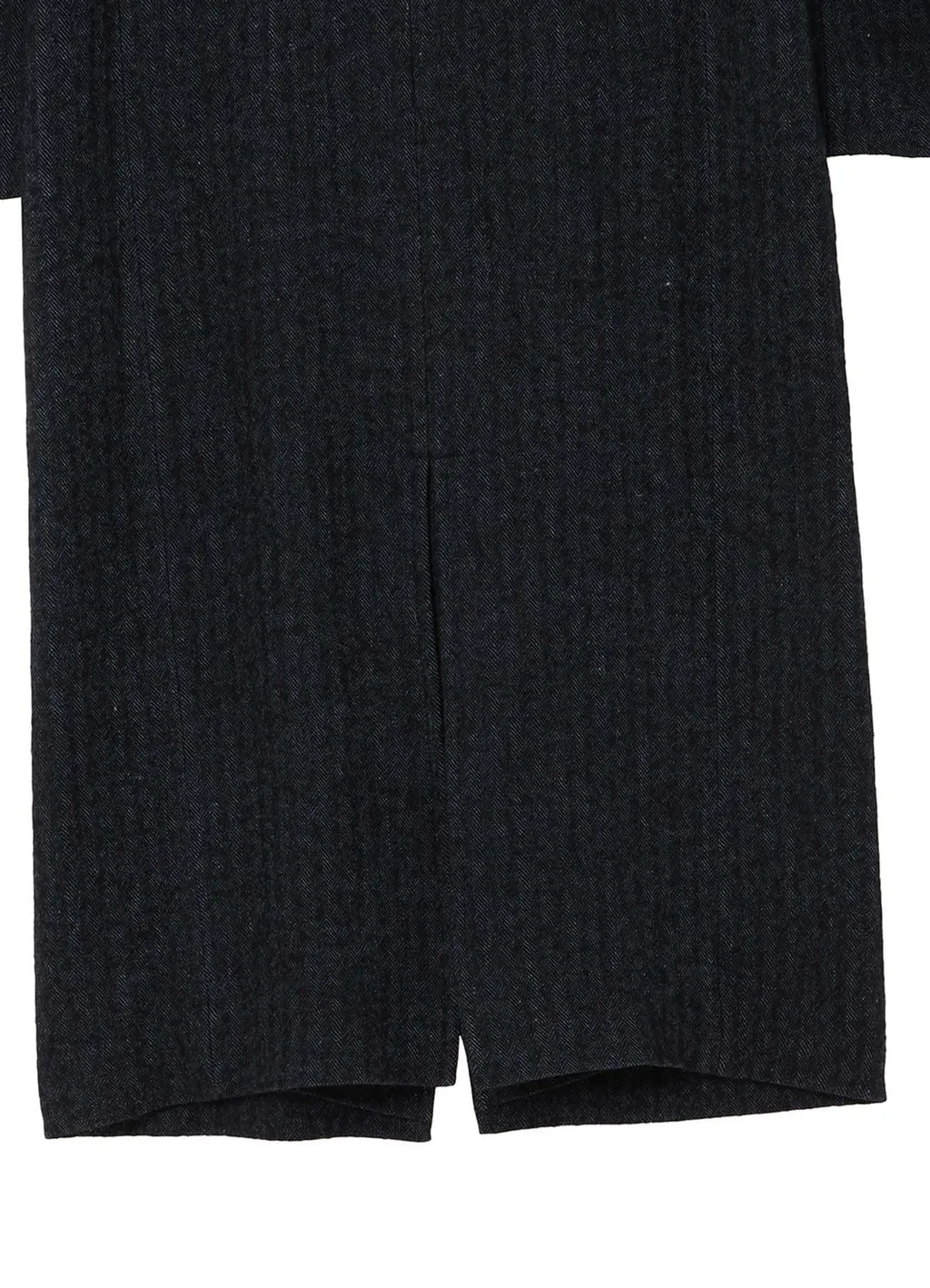 Linen/Wool Raised Herringbone Long Coat With Hoodie