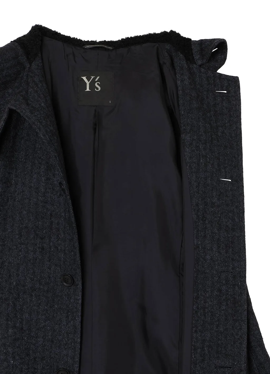 Linen/Wool Raised Herringbone Long Coat With Hoodie