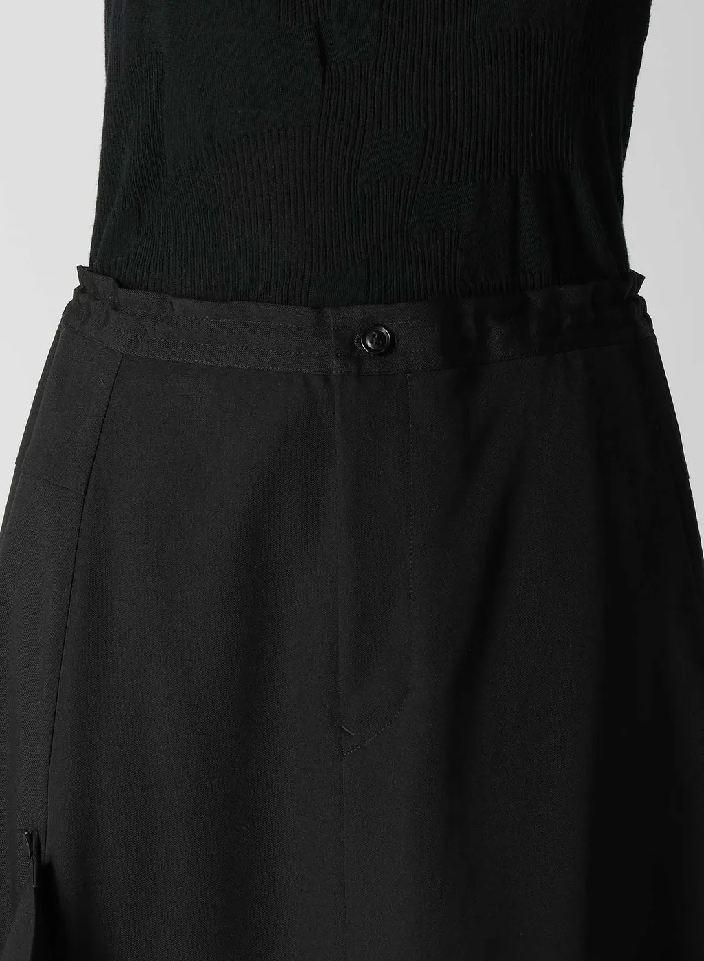 Wool Gabardine Right Side Flap Skirt