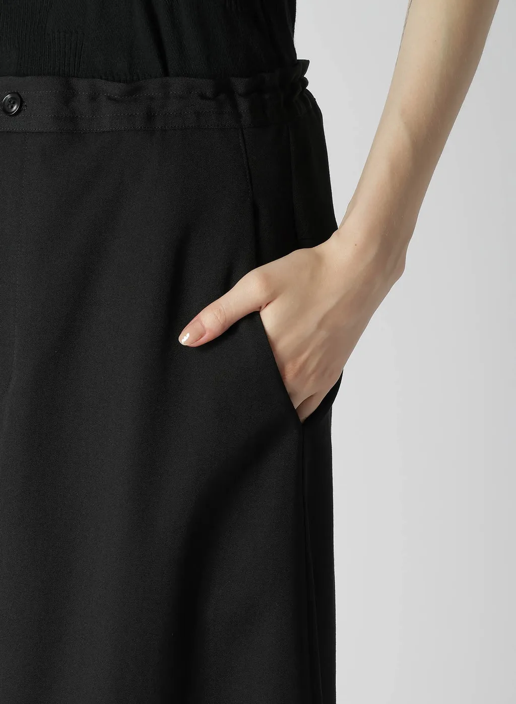 Wool Gabardine Right Side Flap Skirt