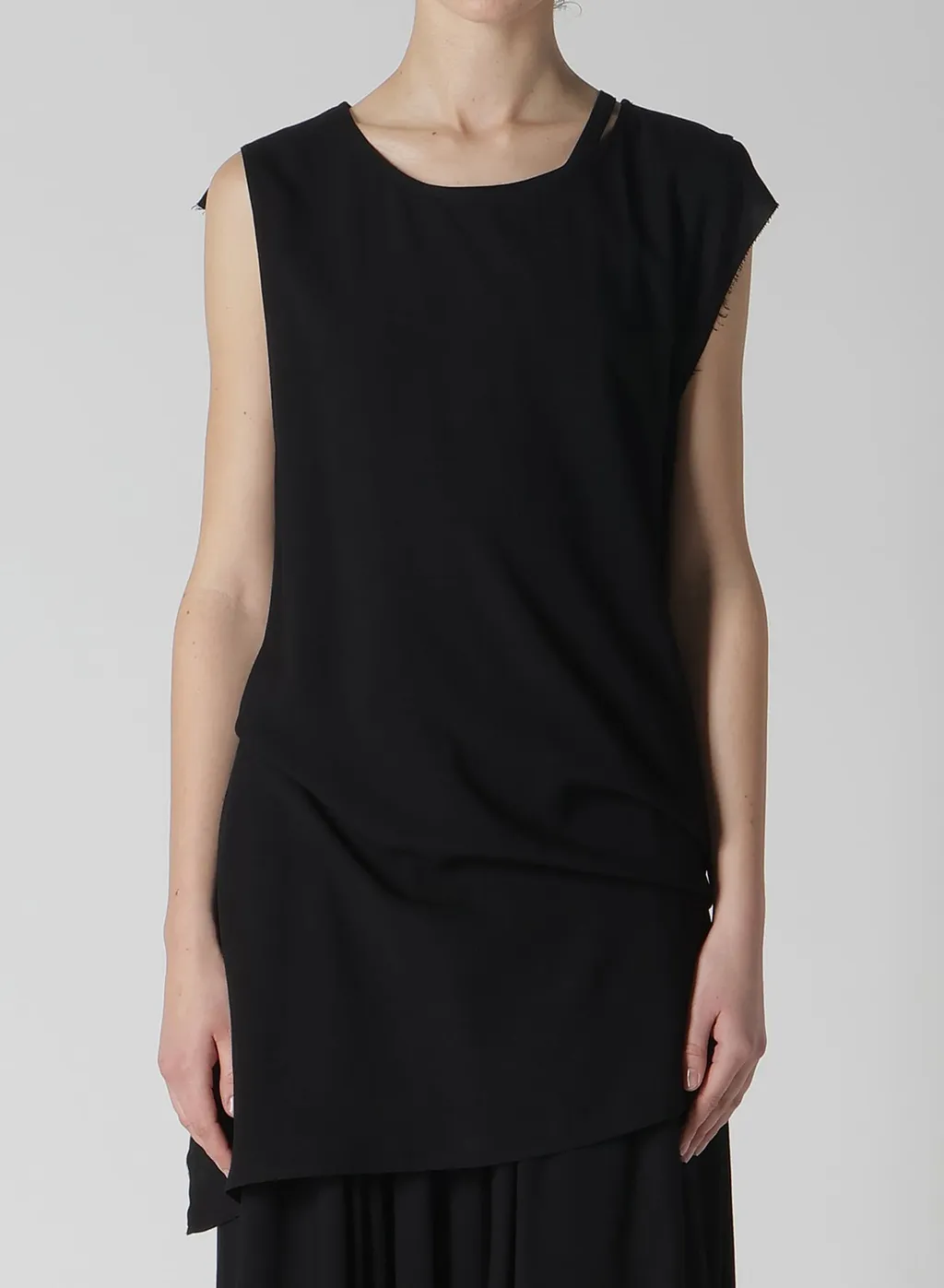Rayon Cambric Sleeveless Drape Blouse