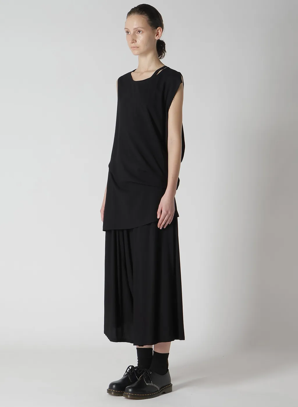 Rayon Cambric Sleeveless Drape Blouse