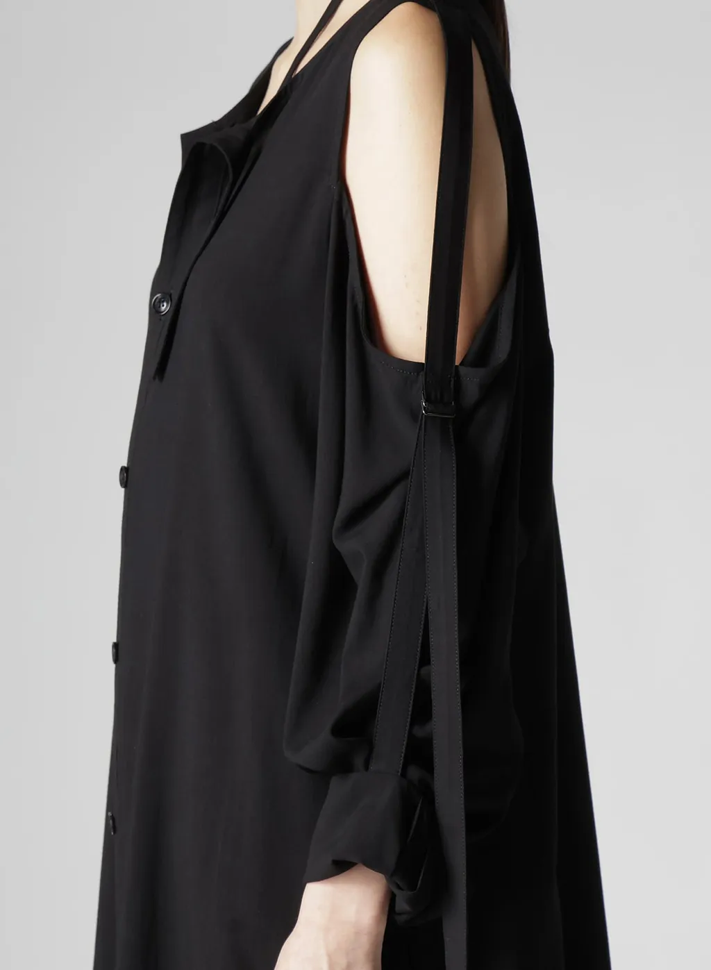 Rayon/Cambric Open Shoulder Blouse