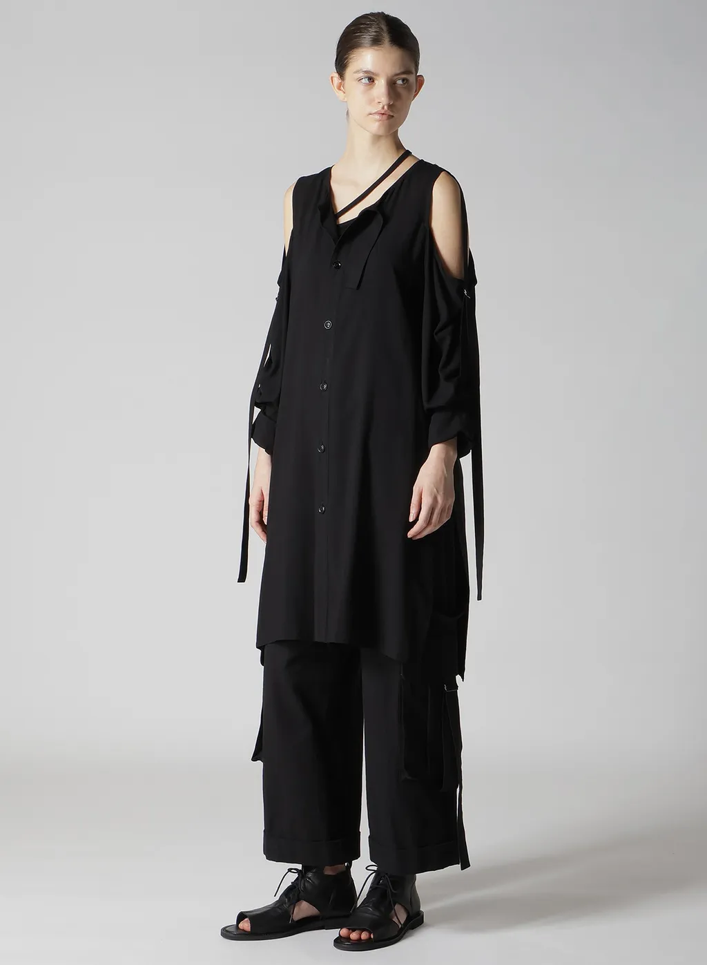 Rayon/Cambric Open Shoulder Blouse