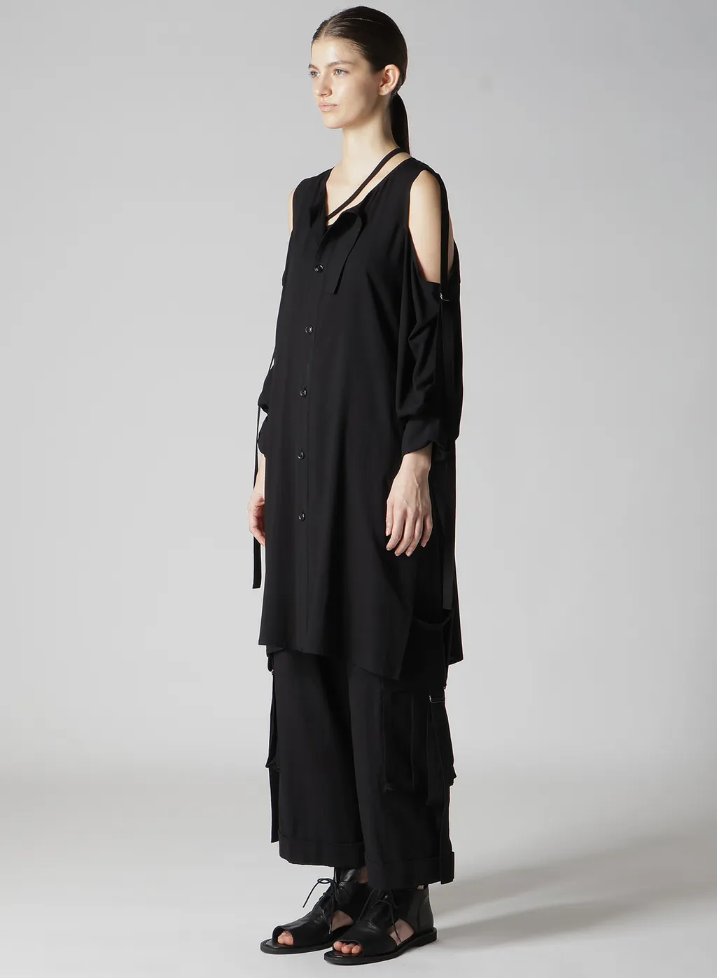 Rayon/Cambric Open Shoulder Blouse