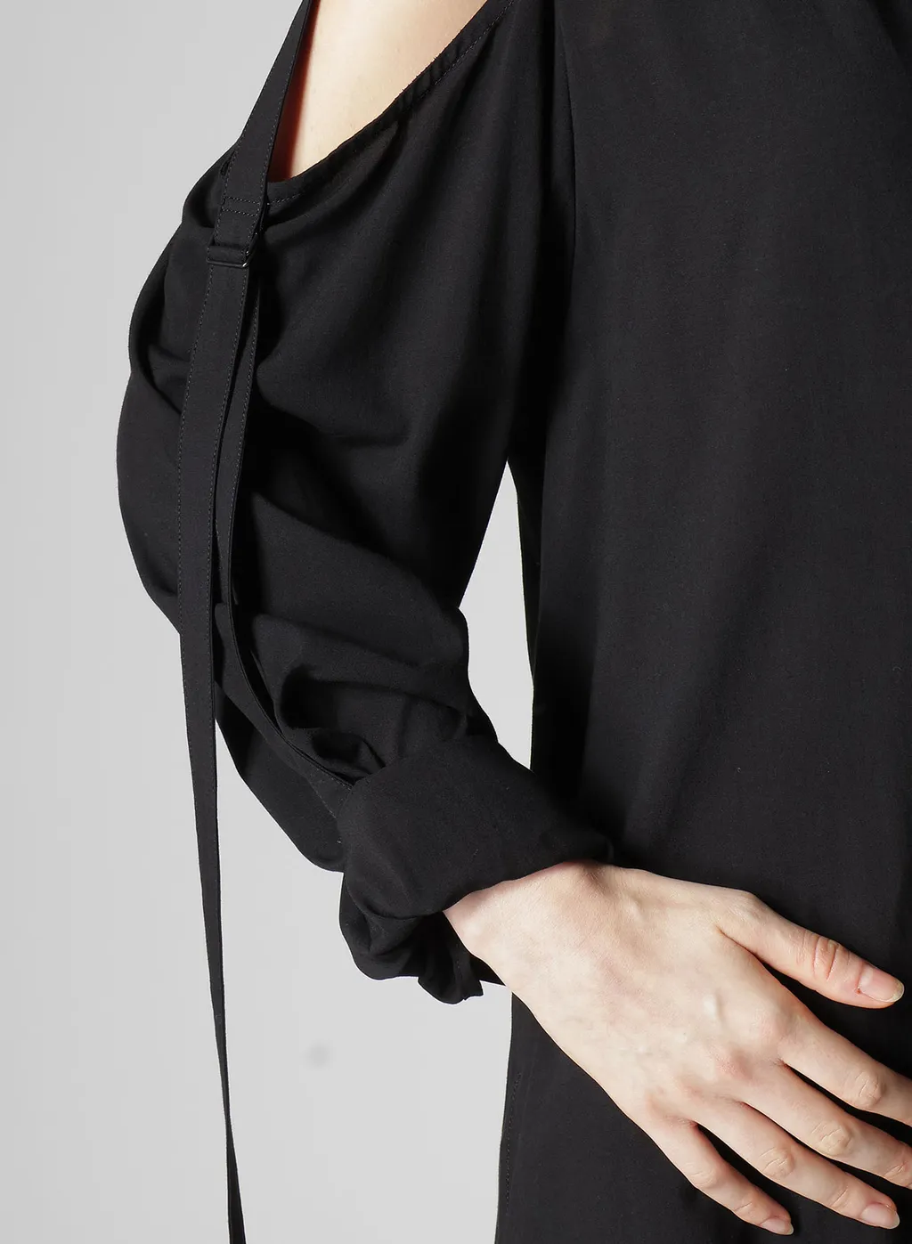 Rayon/Cambric Open Shoulder Blouse