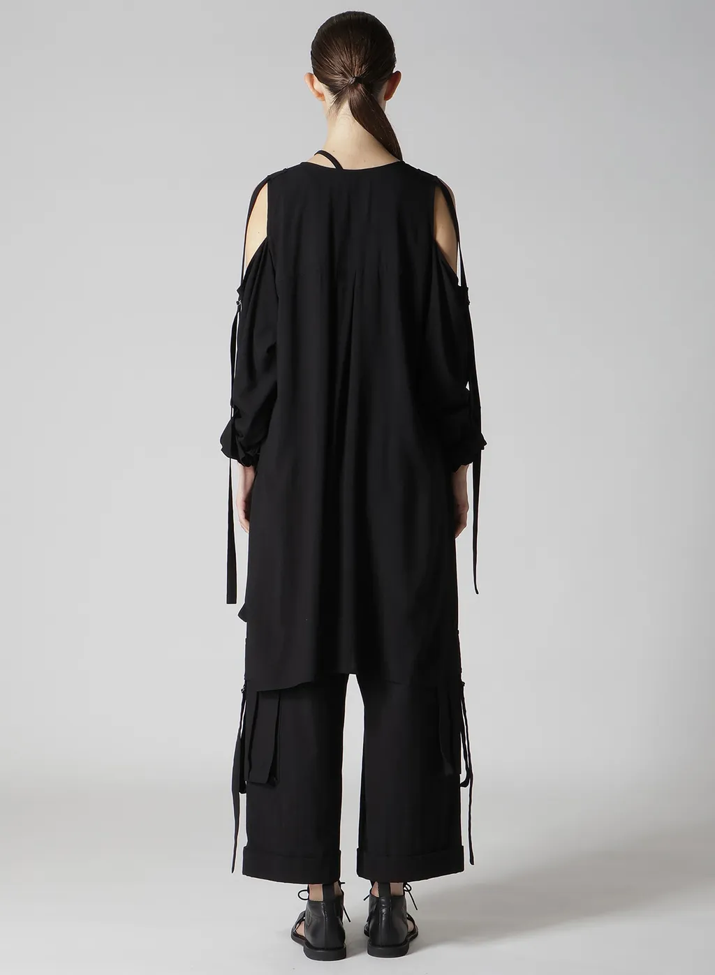 Rayon/Cambric Open Shoulder Blouse