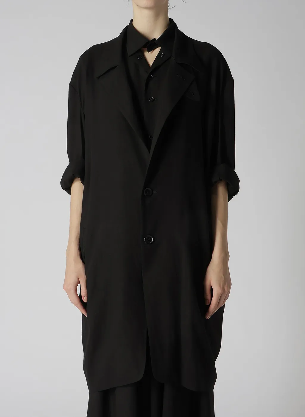 Rayon Linen Open Collar Tailored Jacket