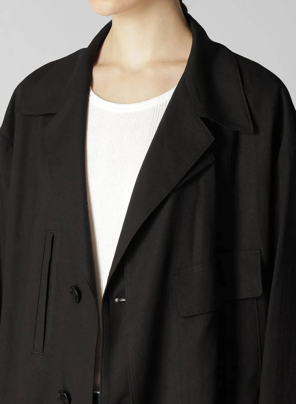 Rayon Linen Left Front Double Layered Coat
