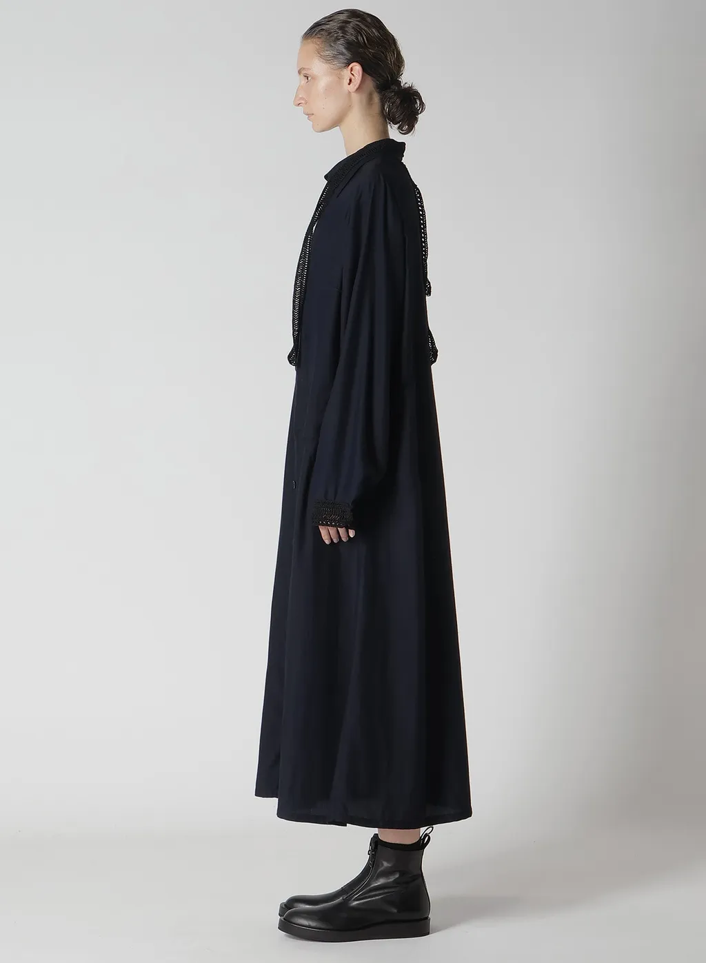 Cupro Dungaree Twill Crochet Combination Shrt Dress