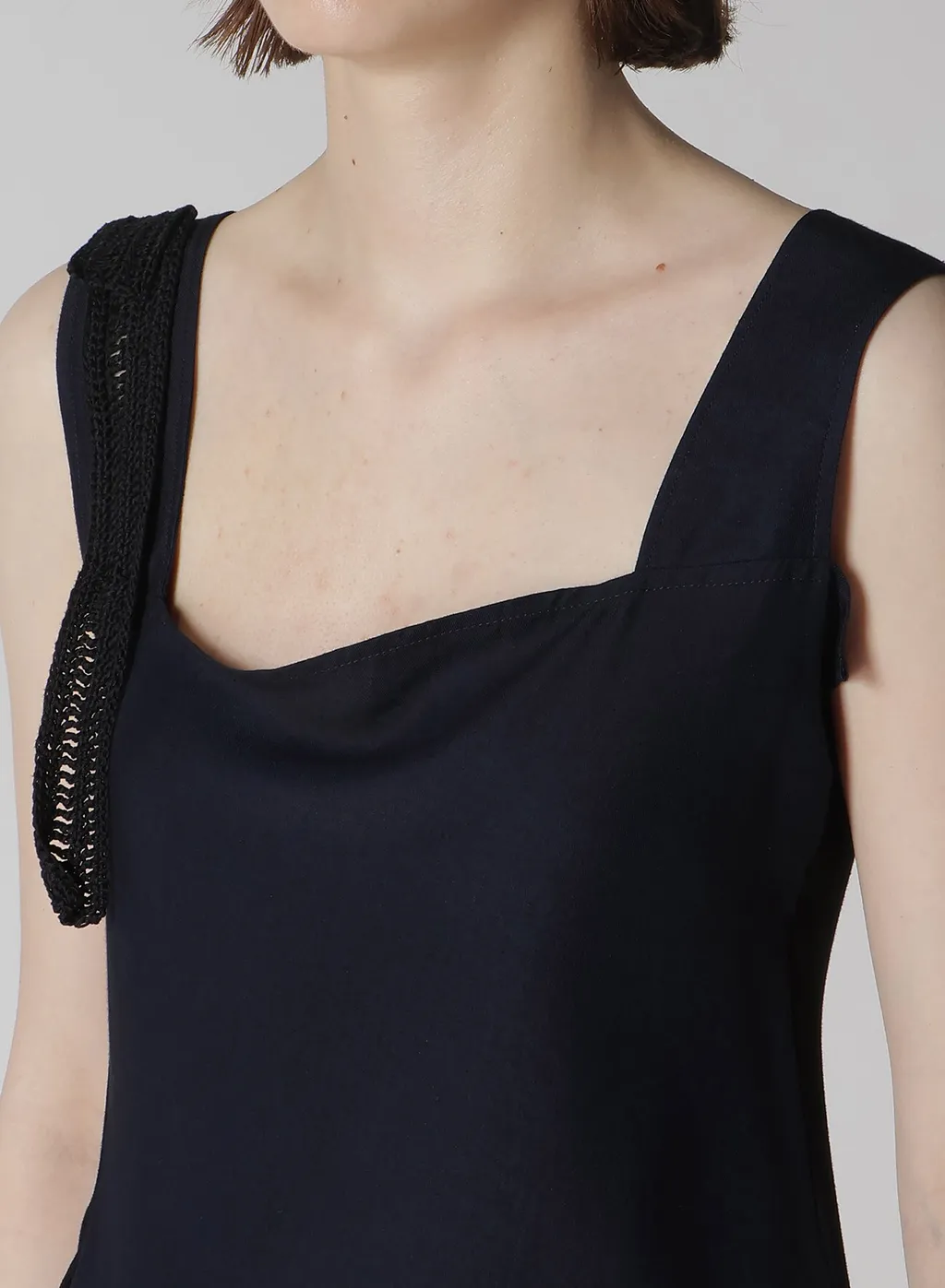 Cupro Dungaree Twill Crochet Combination Blouse