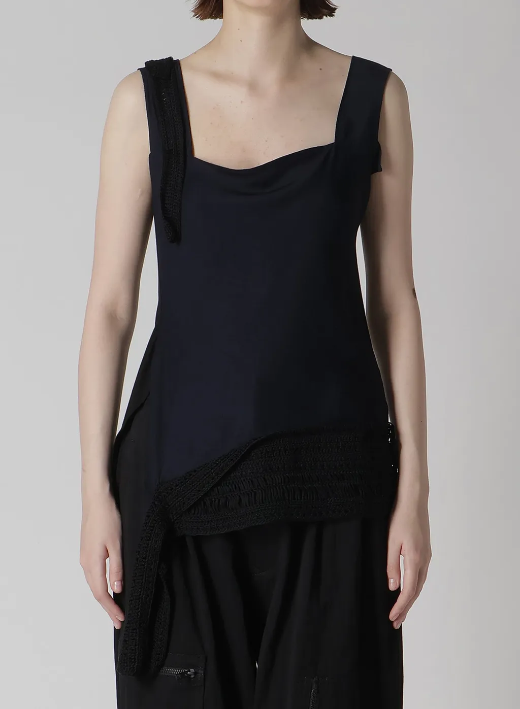 Cupro Dungaree Twill Crochet Combination Blouse