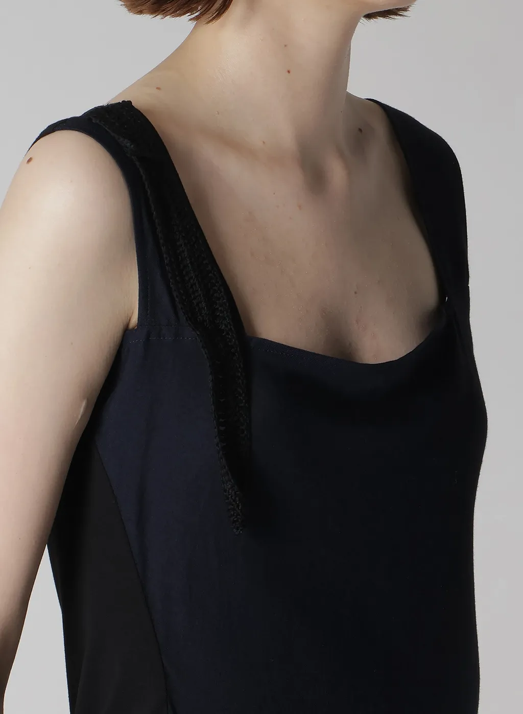 Cupro Dungaree Twill Crochet Combination Blouse
