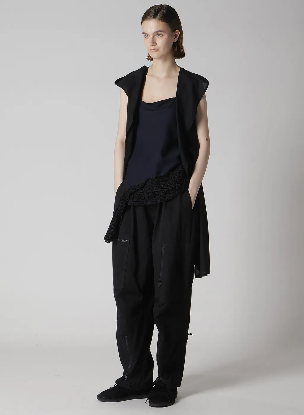 Cupro Dungaree Twill Crochet Combination Blouse