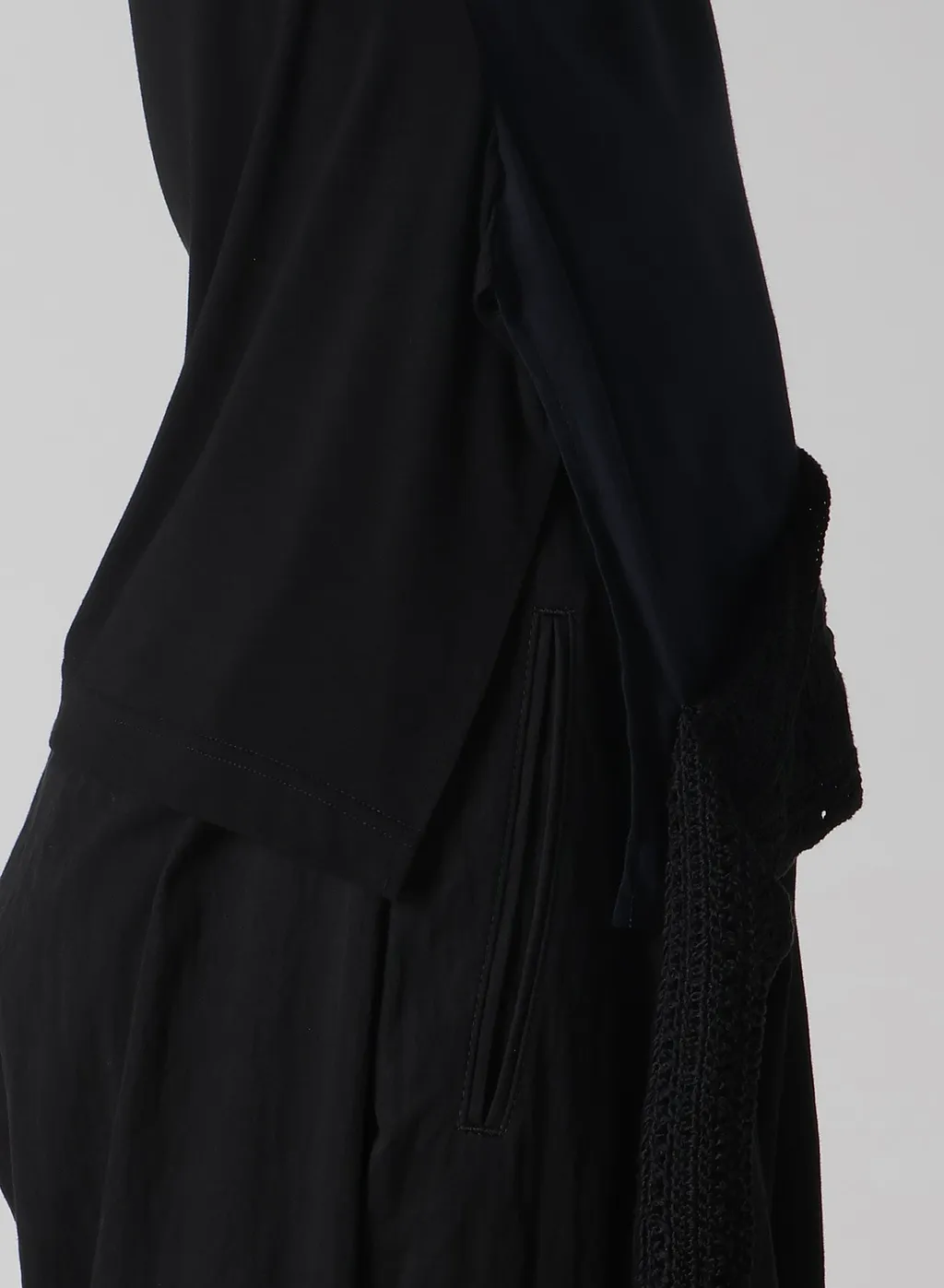 Cupro Dungaree Twill Crochet Combination Blouse