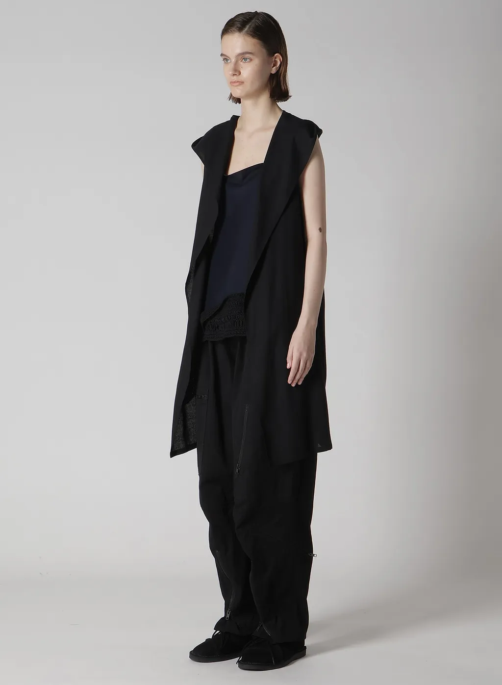 Rayon/Linen Sheeting Hoodie Vest