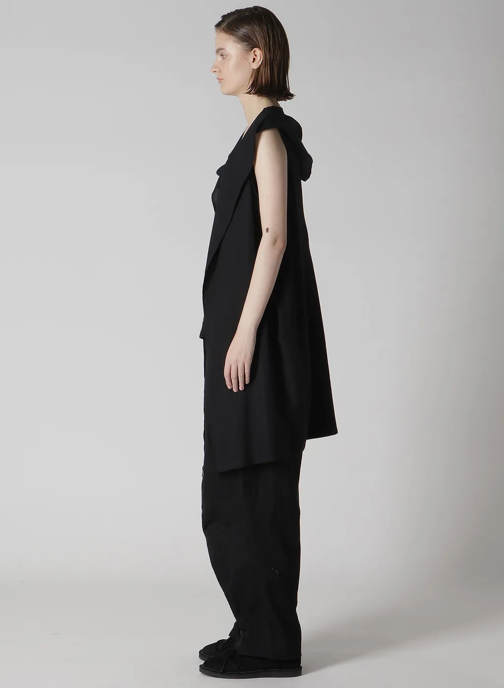 Rayon/Linen Sheeting Hoodie Vest
