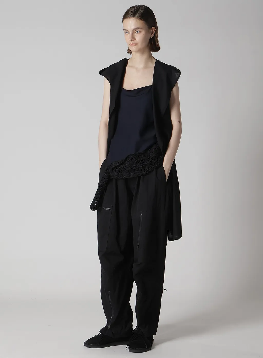 Rayon/Linen Sheeting Hoodie Vest