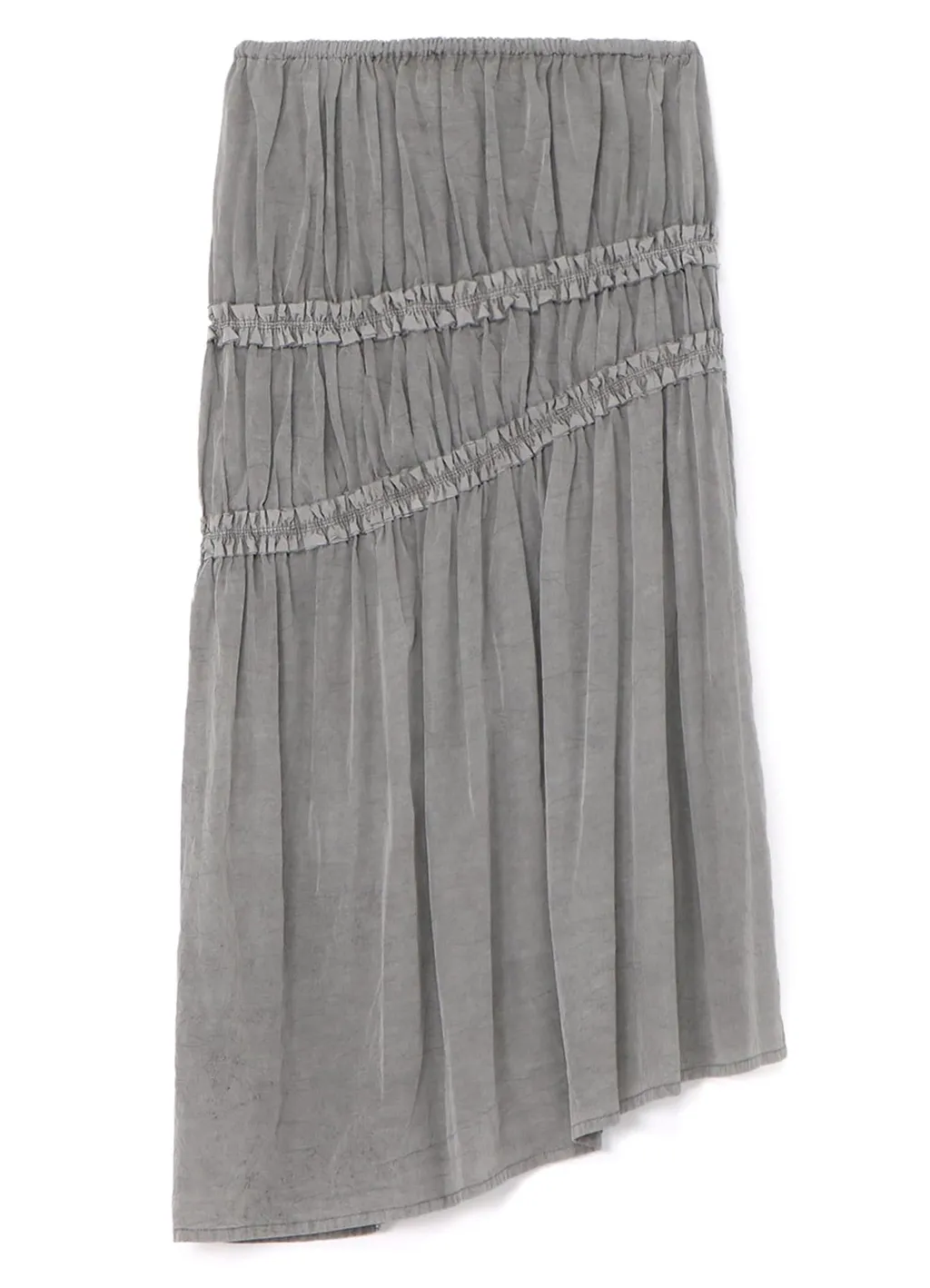 Cupra Cotton Product Pigment Dyed Wrinkled Lawn Asymmetry Gather Skirt