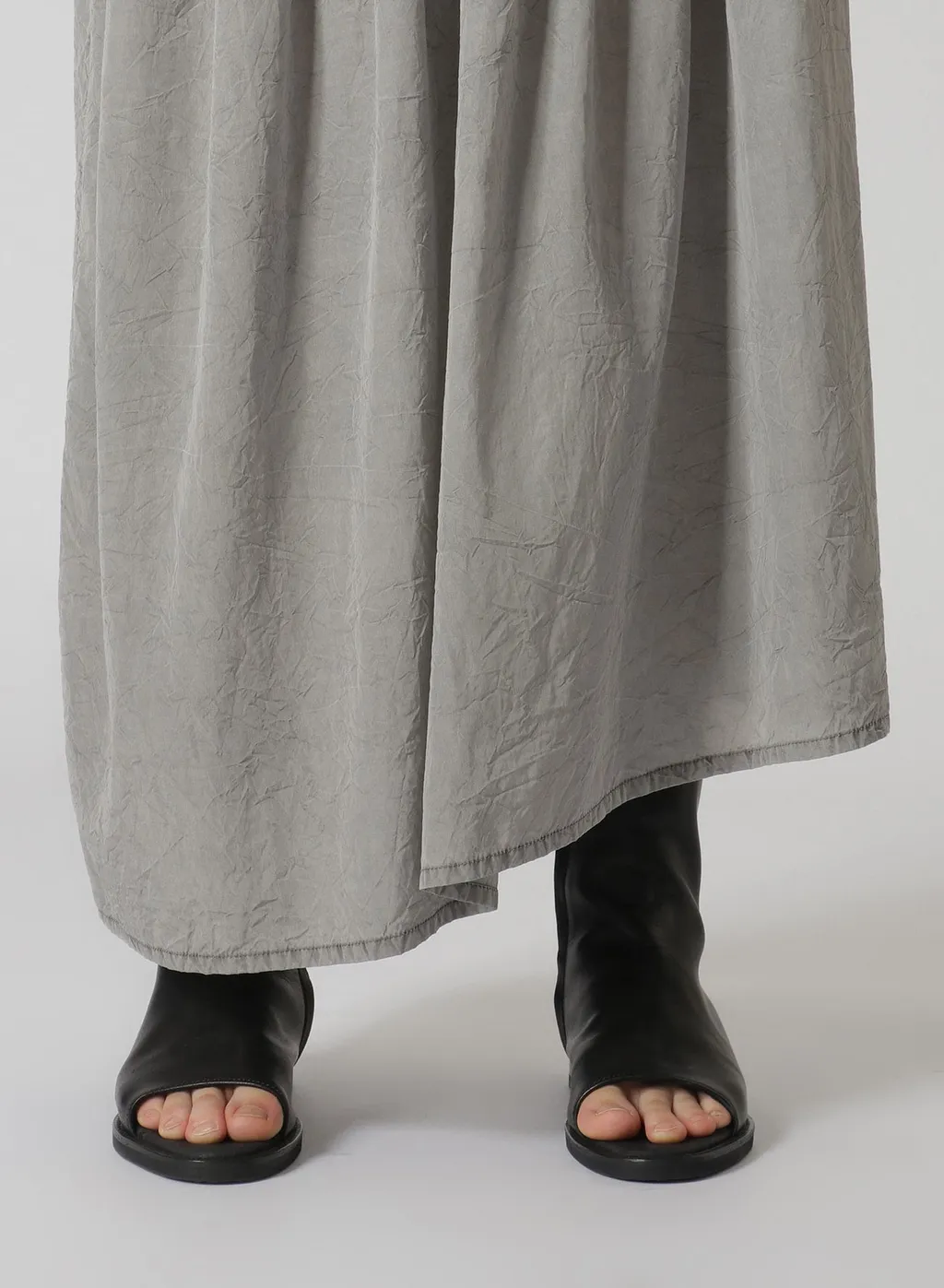 Cupra Cotton Product Pigment Dyed Wrinkled Lawn Asymmetry Gather Skirt