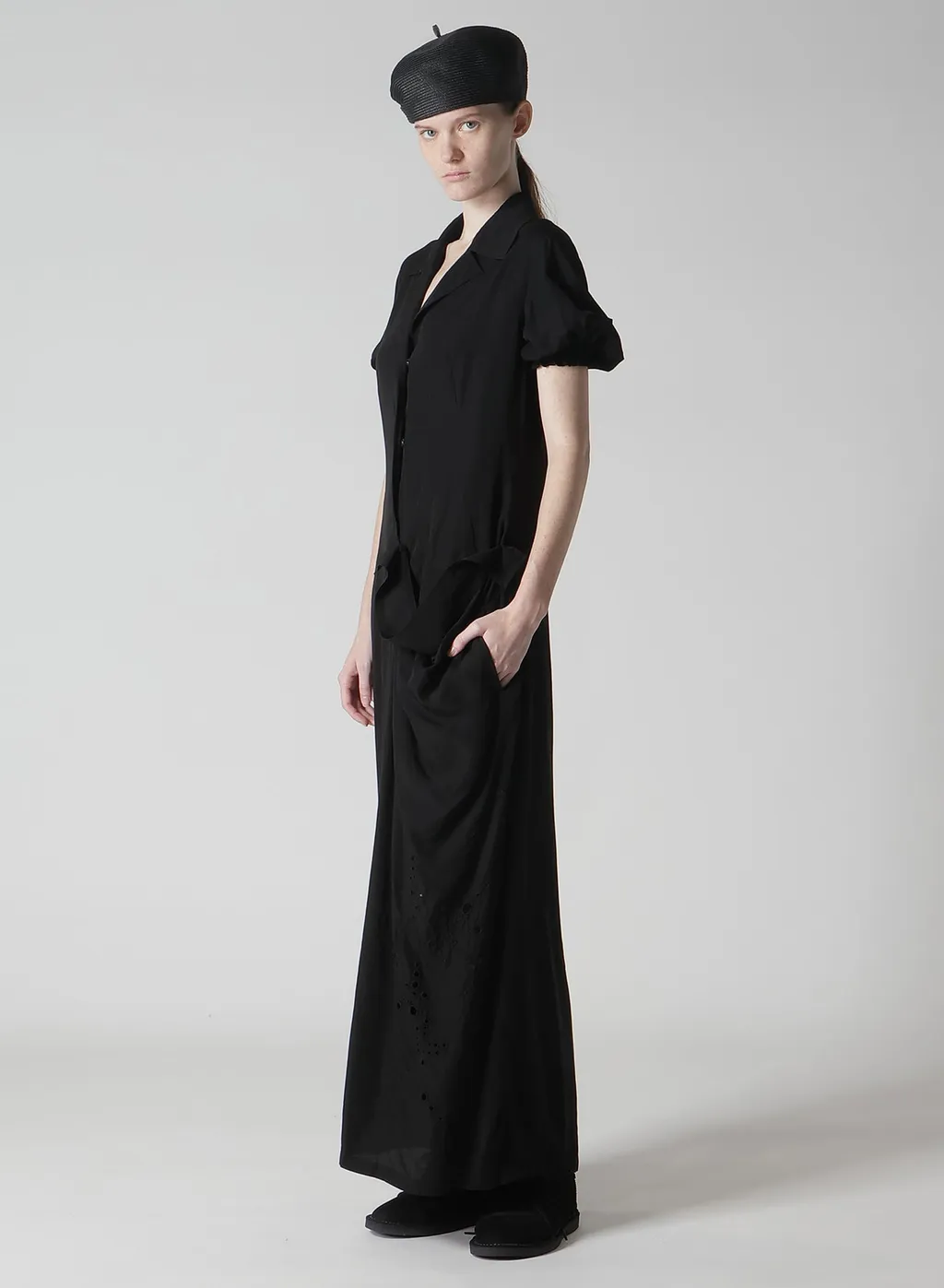 Cupro/Dungaree Baller Lace Left Side Gathered Dress