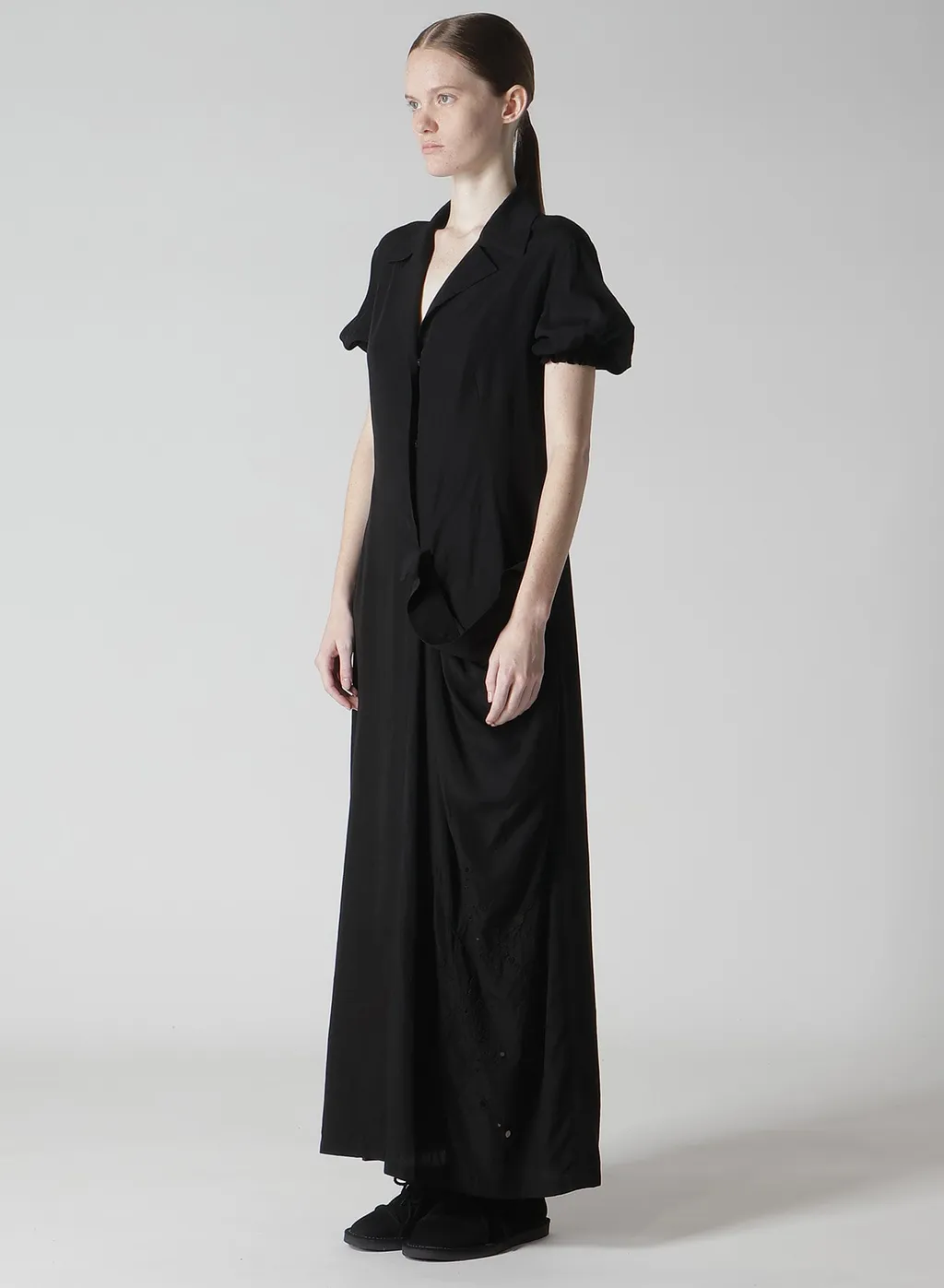 Cupro/Dungaree Baller Lace Left Side Gathered Dress