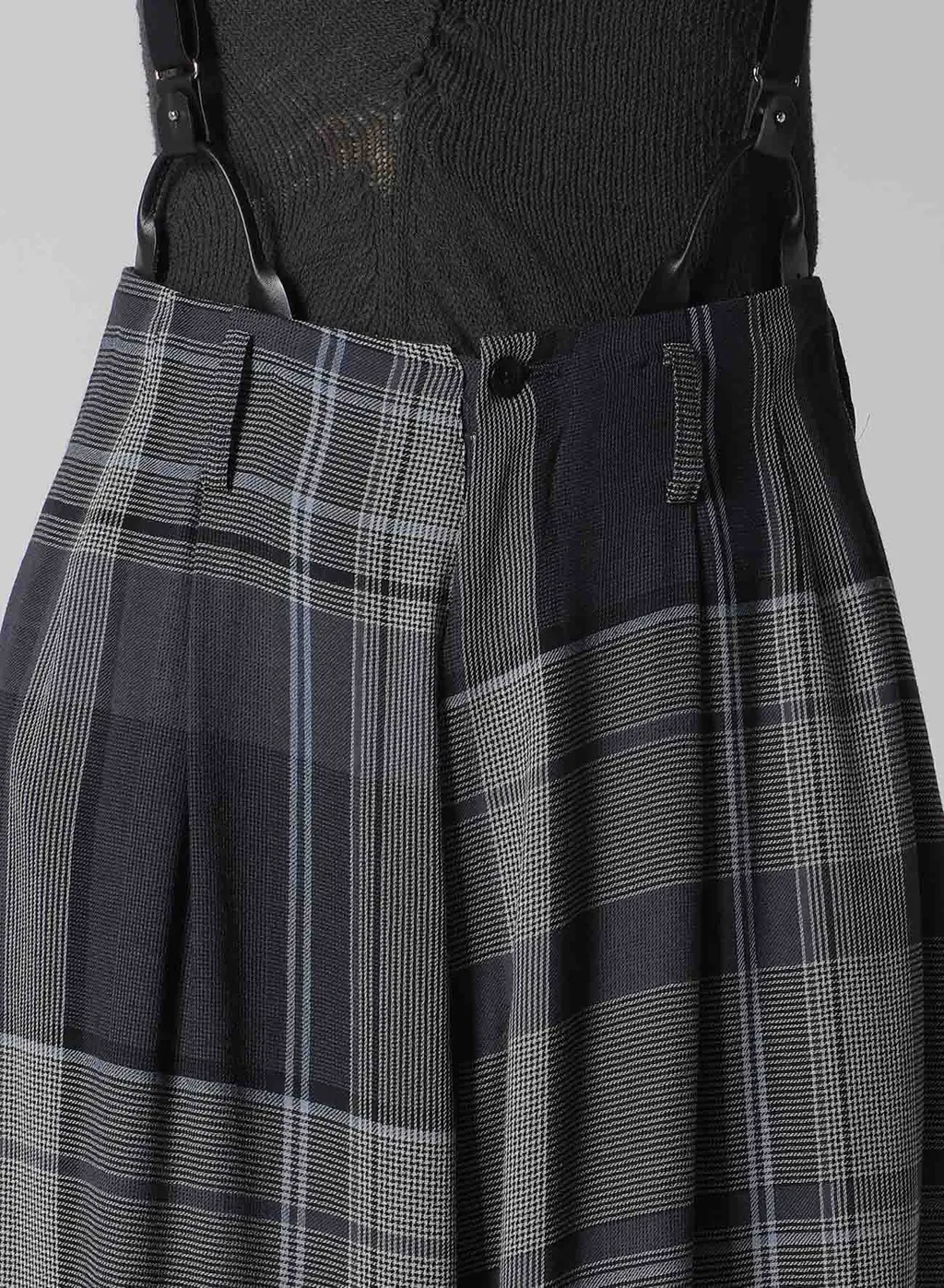 Gauze Plaid Suspender Pants