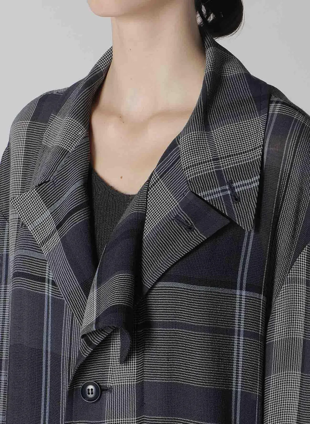 Gauze Plaid Big Jacket