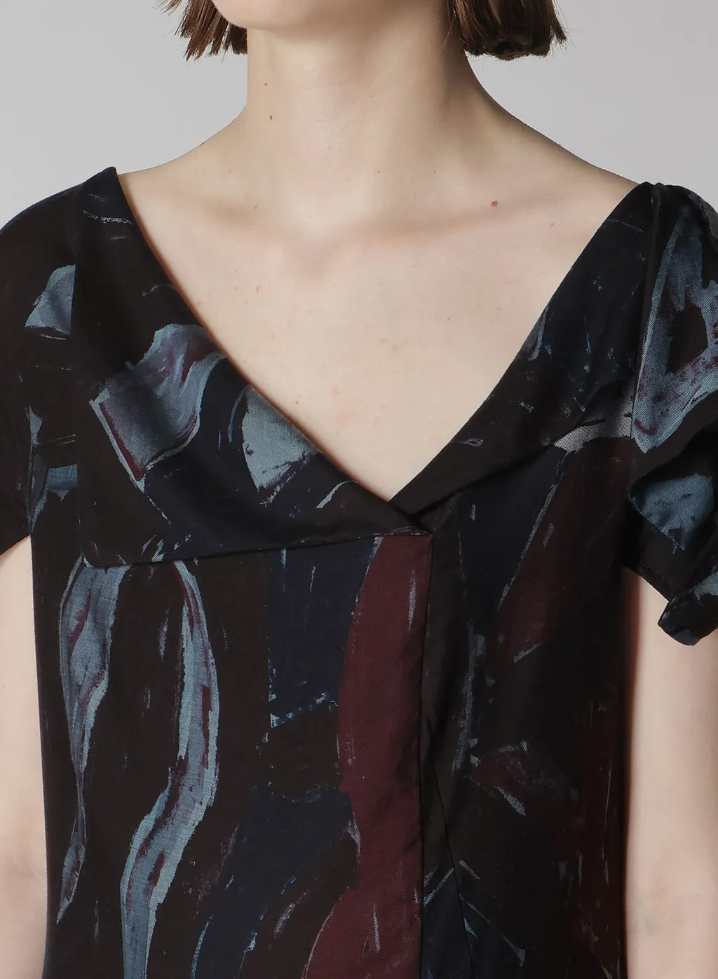 Cu/Dungaree Twill Painted City Print Square Neck Dress