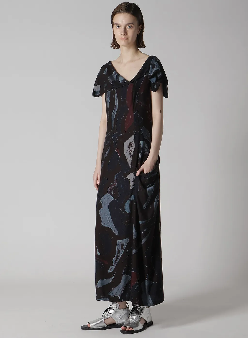 Cu/Dungaree Twill Painted City Print Square Neck Dress