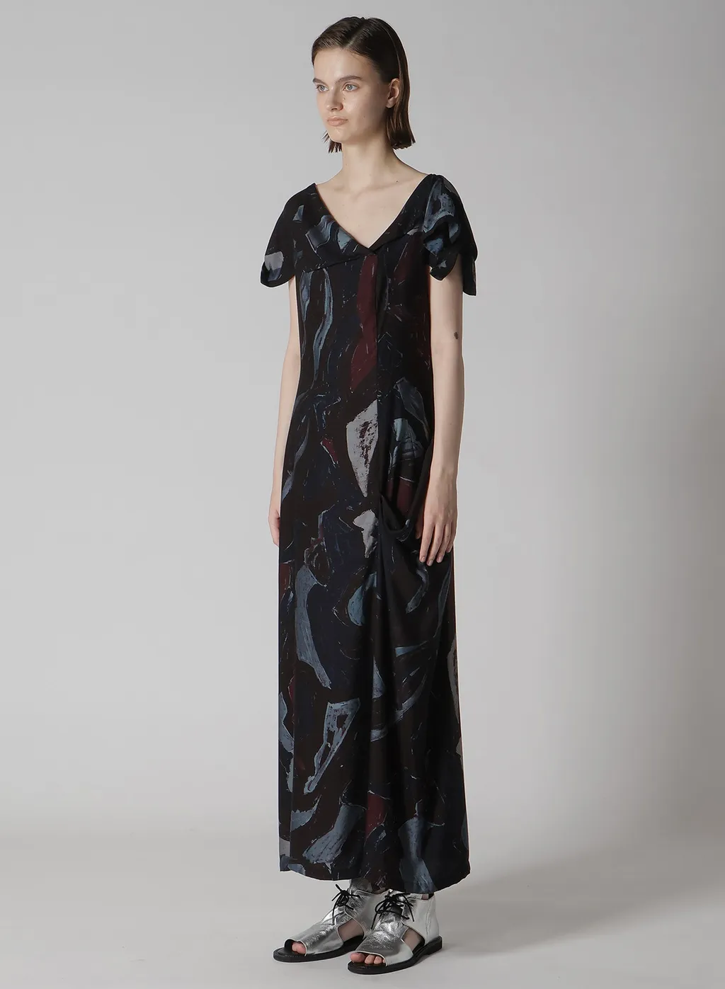 Cu/Dungaree Twill Painted City Print Square Neck Dress