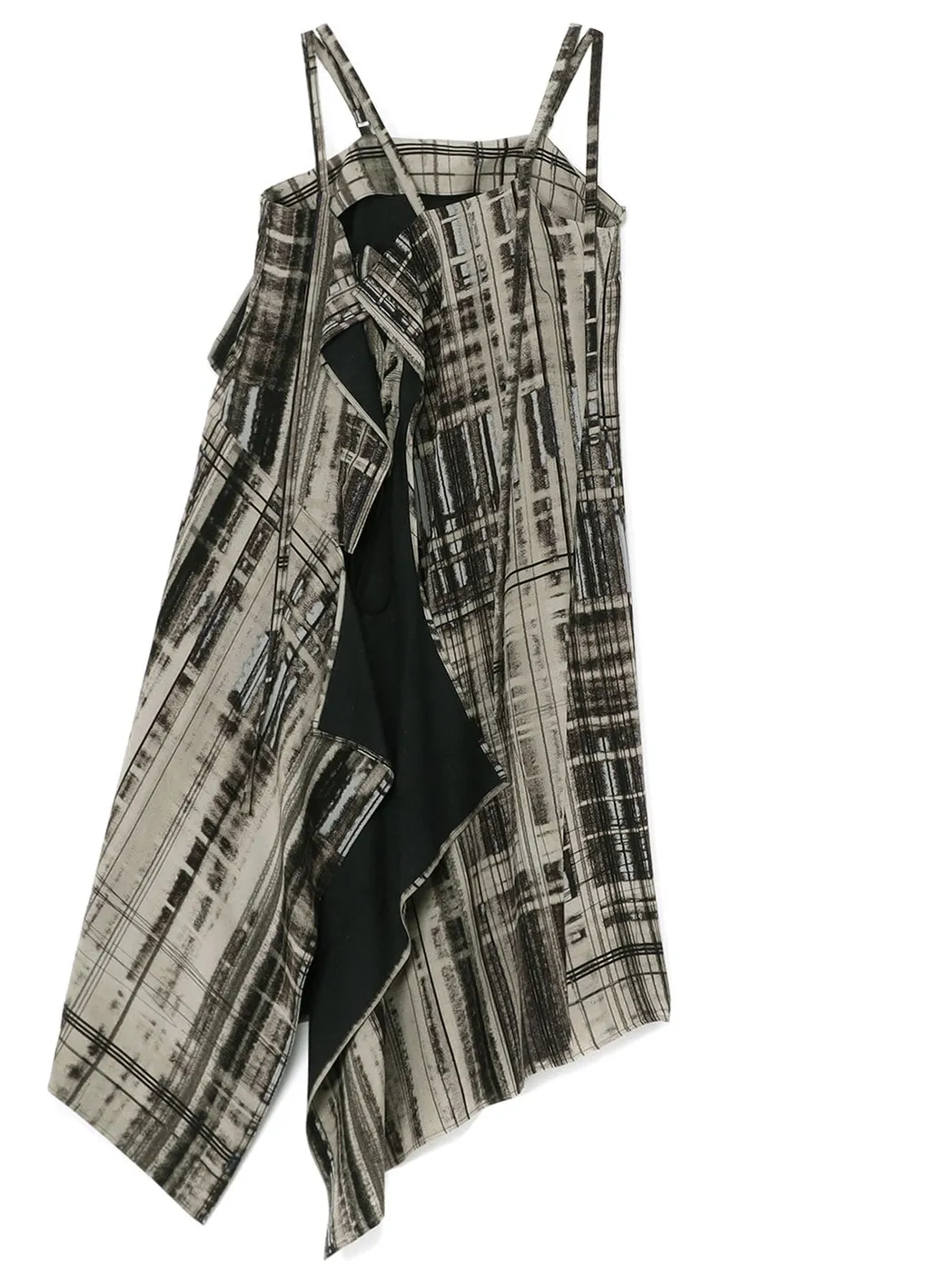 Hand Drawing Plaid Print Lace Up Dress
