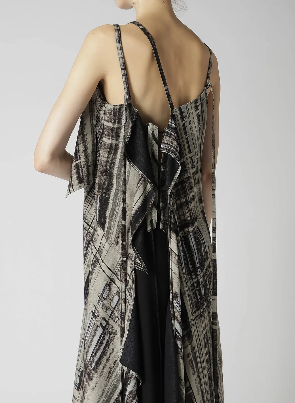 Hand Drawing Plaid Print Lace Up Dress