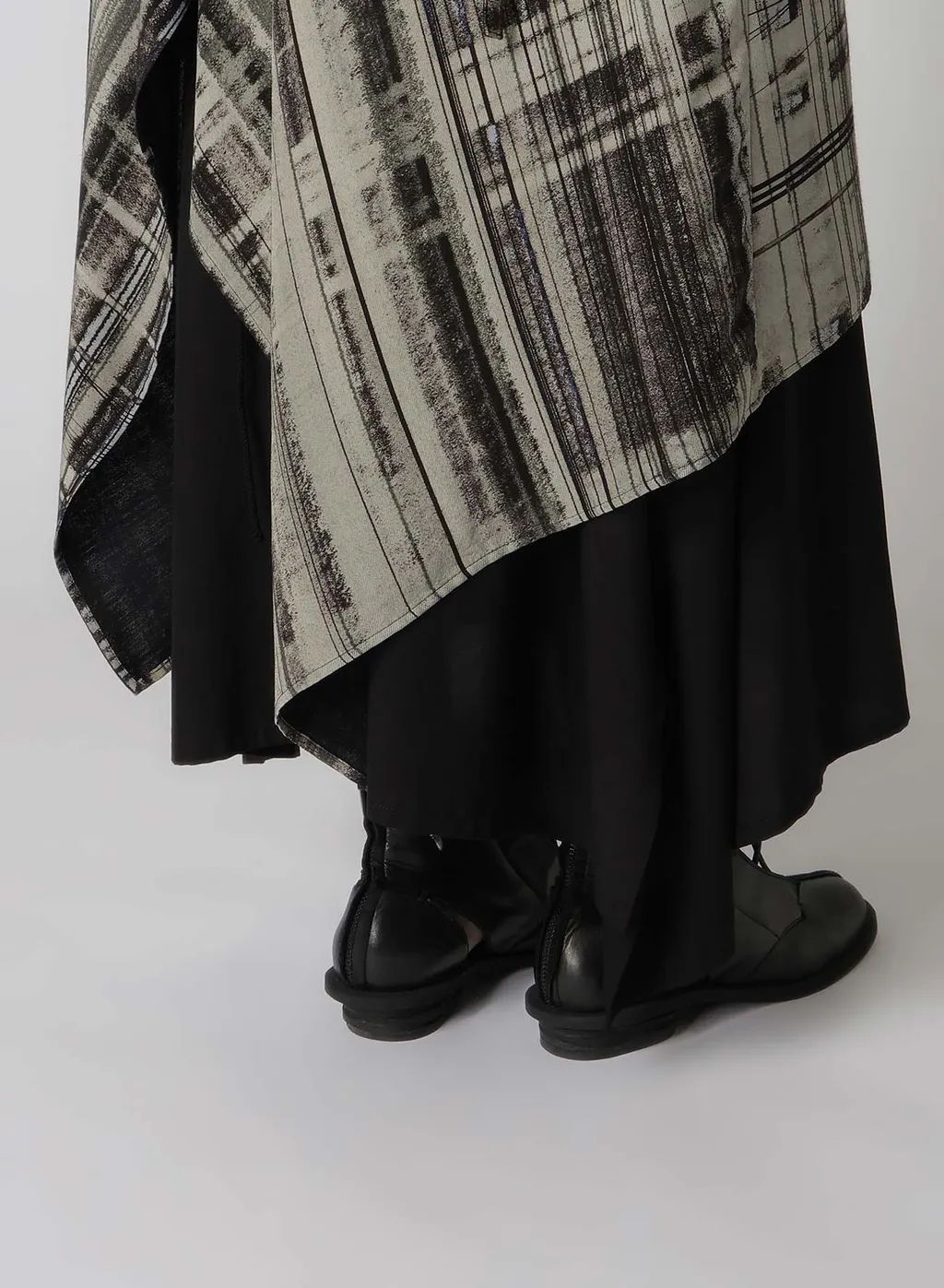 Hand Drawing Plaid Print Lace Up Dress