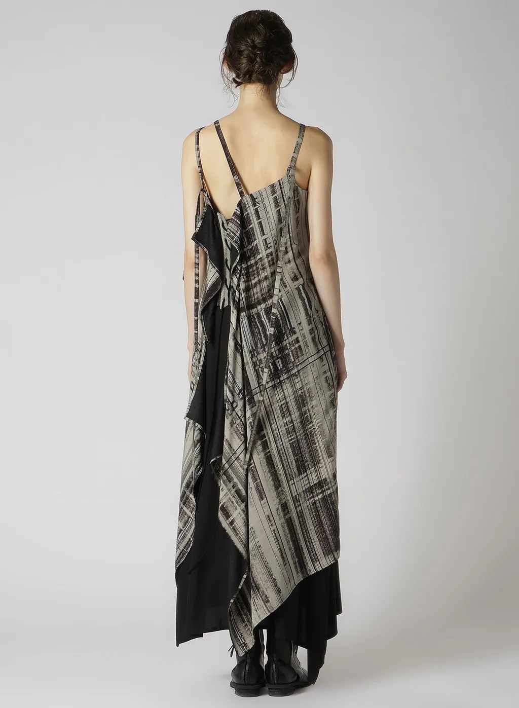 Hand Drawing Plaid Print Lace Up Dress