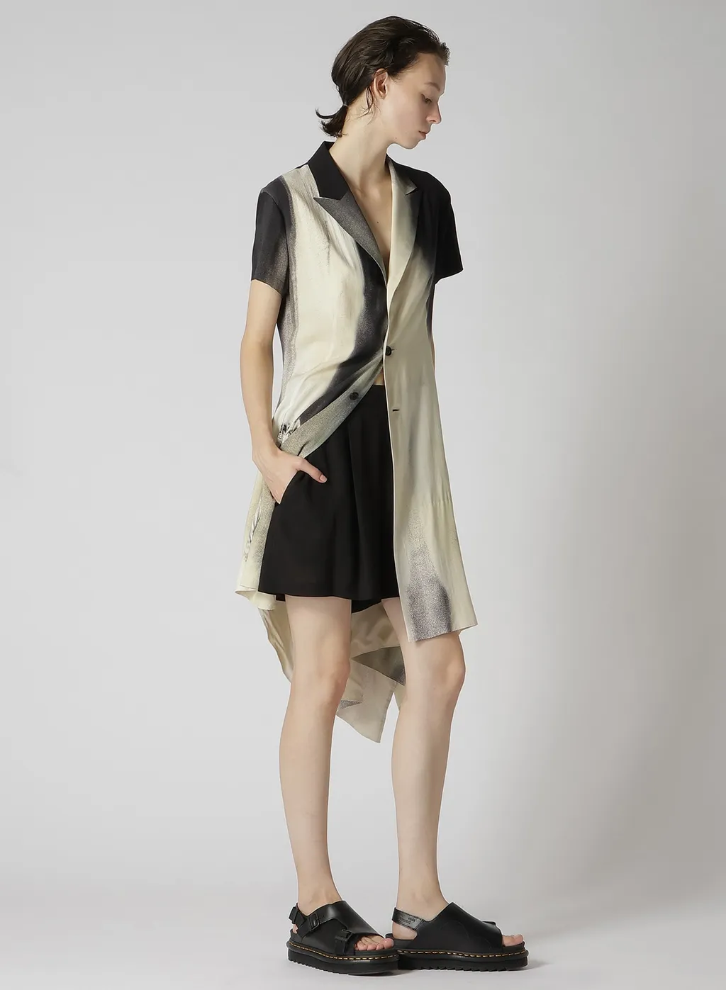 Swimming Butterfly Print Asymmetric Jacket