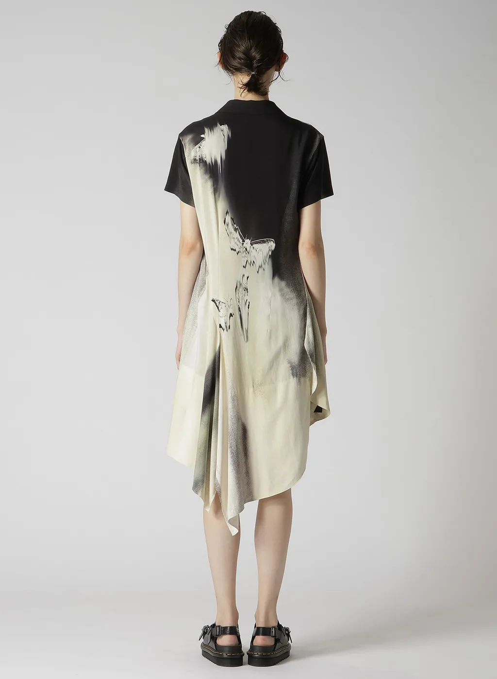 Swimming Butterfly Print Asymmetric Jacket