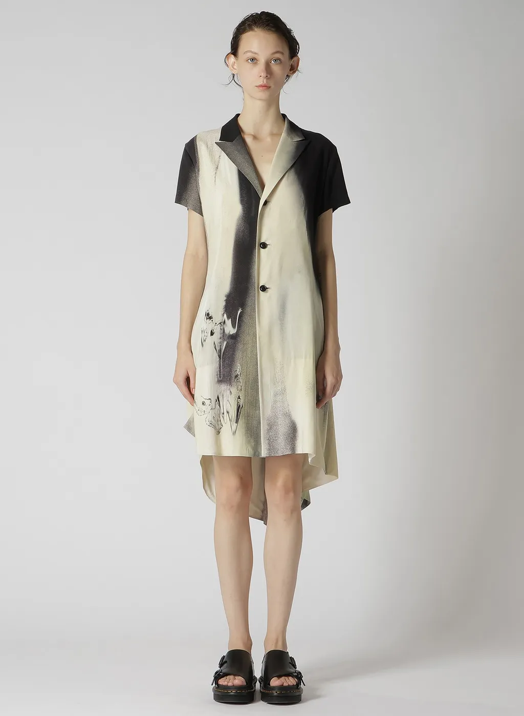 Swimming Butterfly Print Asymmetric Jacket