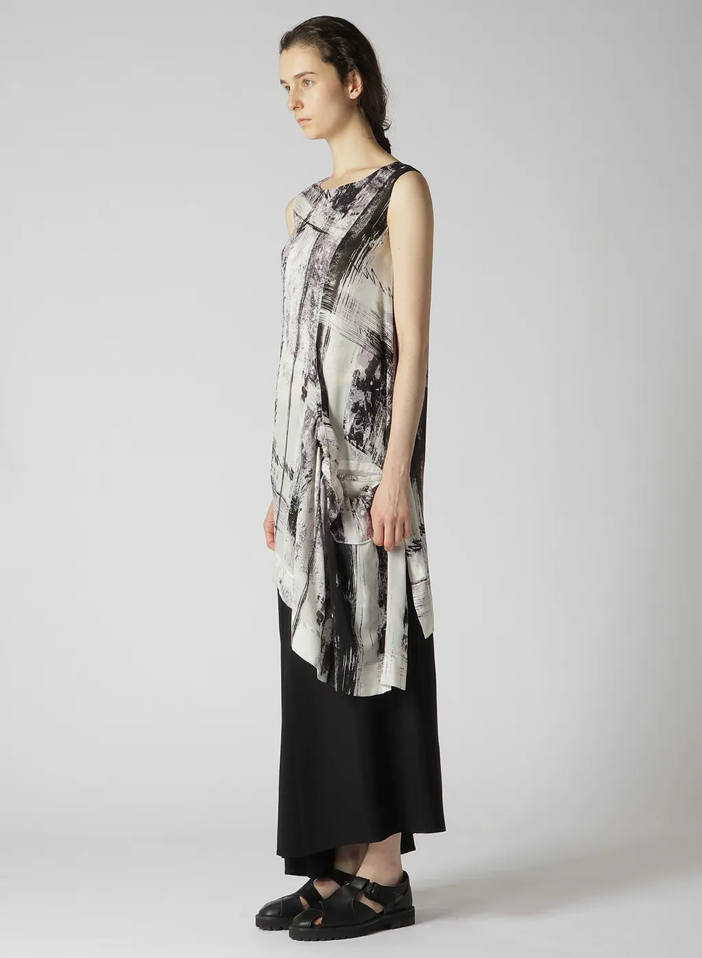 Cu/ Lawn Blurred Check Gathered Blouse